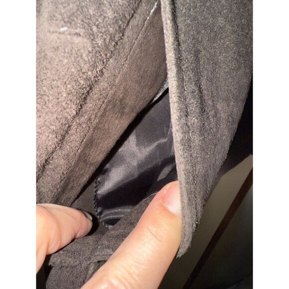 Fabio Vintage 90's Brown Suede Leather Full Zip Jacket With Ribbed Sleeves Sz L - Picture 13 of 14